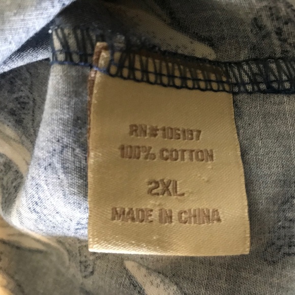 NWT High Surf Hawaiian Shirt Sz: 2XL Palm Leaf Navy Blue Button down S/S Casual - Picture 6 of 6